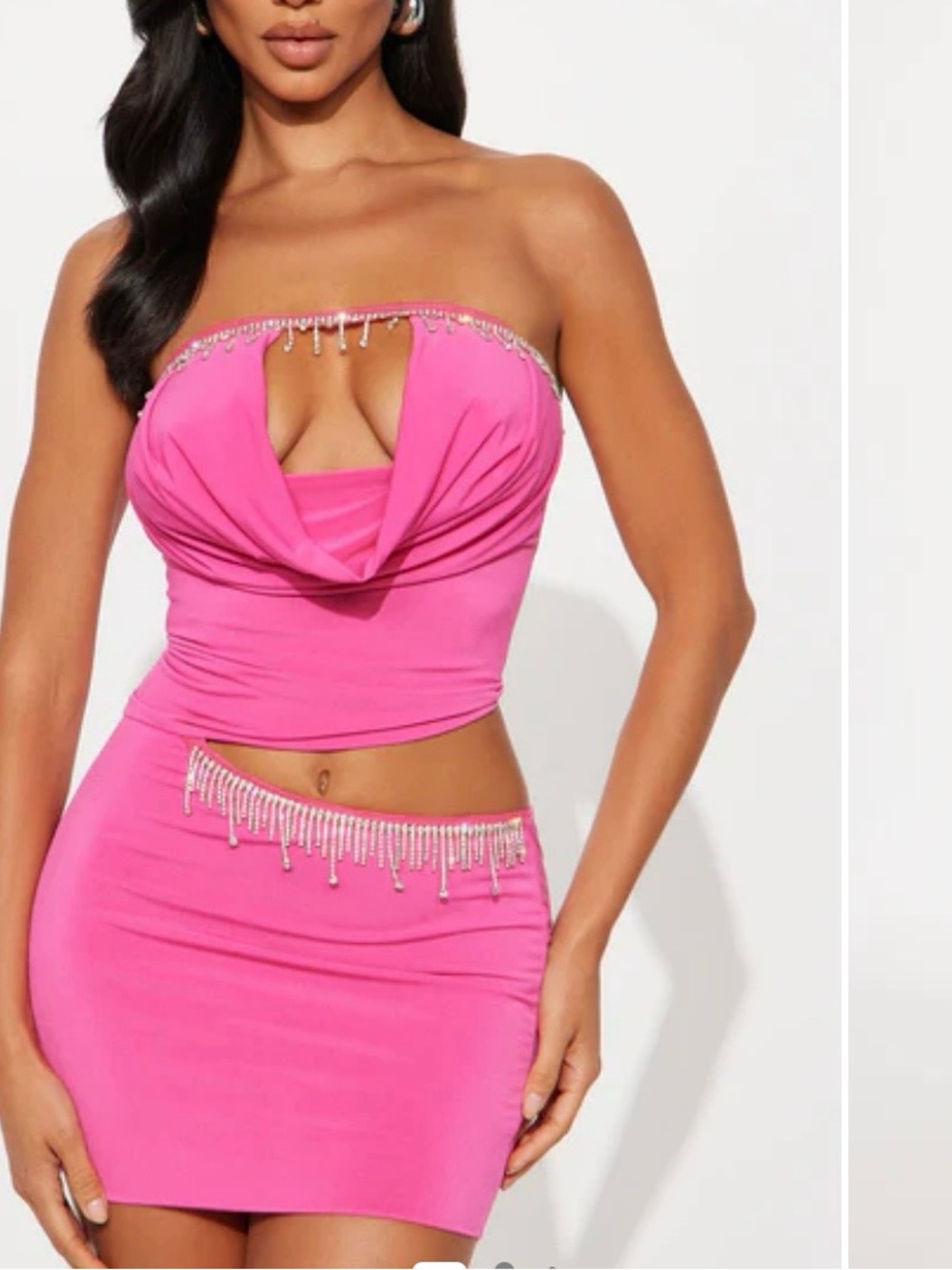 Fashion Brand Company Hot Pink Strapless Beaded Mini Dress